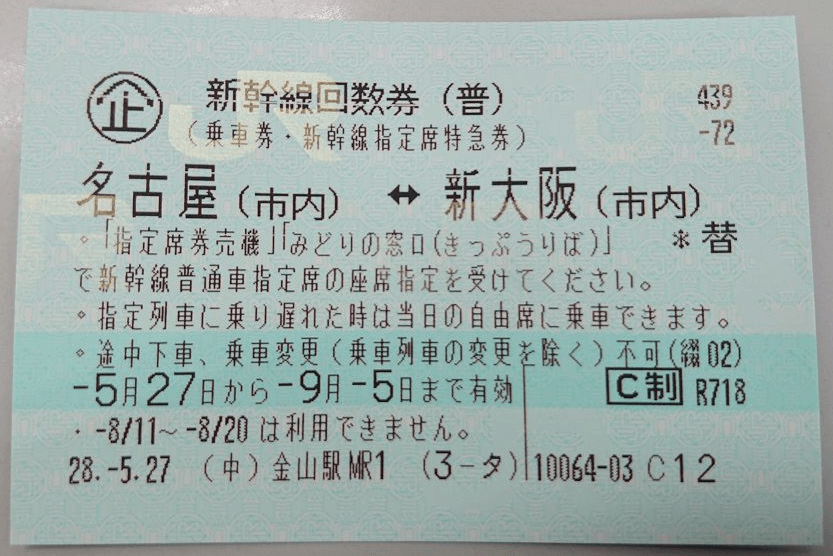 新幹線の回数券