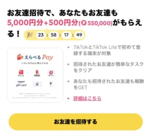 TikTok Lite 友達招待