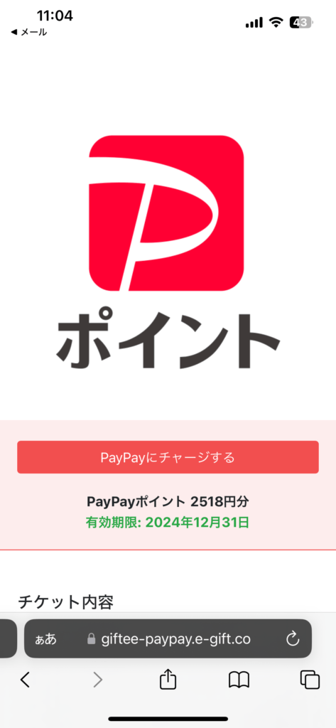 TikTok Lite PayPayチャージ画面